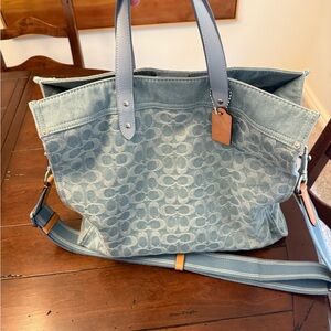 Coach Denim Blue Signature Tote